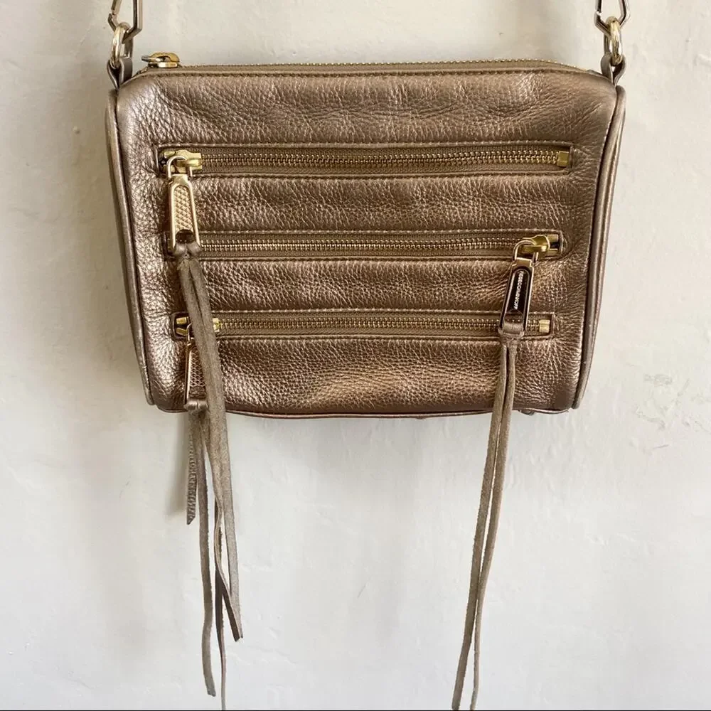 Rebecca Minkoff‎ 5 Zip Mini Metallic Crossbody Bag